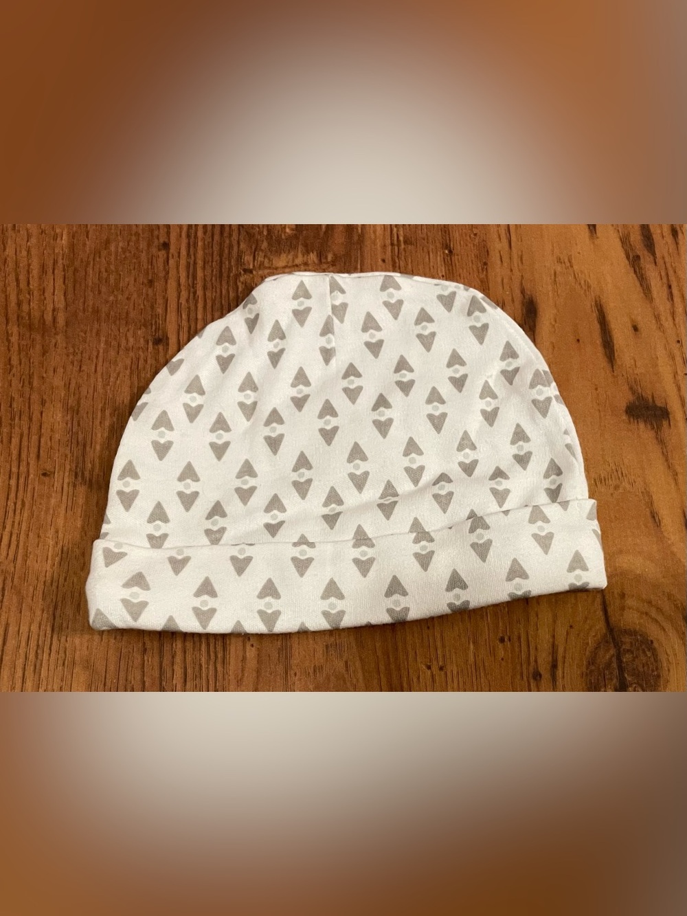 White & Gray Baby Beanie - Soft Cotton Infant Hat